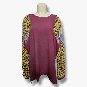 GiGio paisley and animal print fun sweater. Medium
